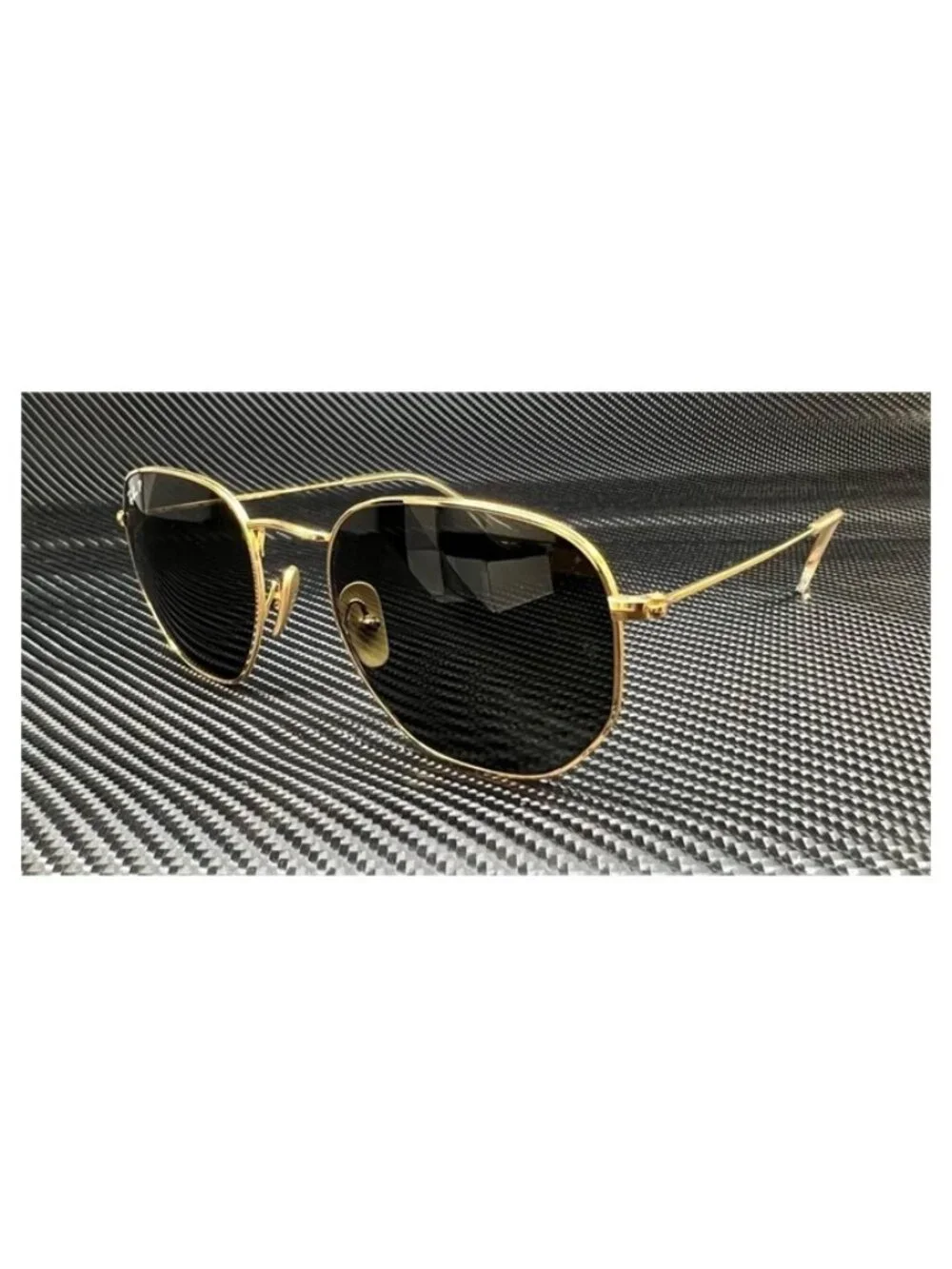 New Ray Ban Men  Gold Titanium Hexagonal Sunglasses  54- 21- 145